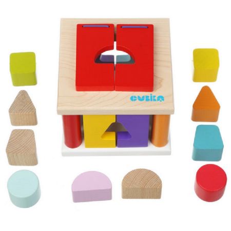 Jucarie din lemn, 14378, Casuta Sortator Forme Geometrice, Cubika 431270